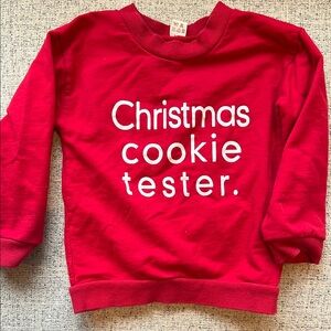 Red Christmas Cookie Tester Sweatshirt with White Print